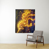 アニマルユニコーンファンタジー金ゴールド発光星 タペストリー (インサイチュ)