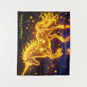 アニマルユニコーンファンタジー金ゴールド発光星 タペストリー (正面)