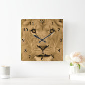 アニマルライオン顔時計 スクエア壁時計 (ホーム)