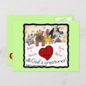 アニマルレスキュー – 私はすべての神の生き物を愛する ポストカード (正面/裏面)