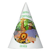 アニマルワイルドワンジャングルの緑のサファリ子供へ パーティーハット (左)