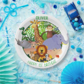 アニマルワイルドワンジャングルの緑のサファリ子供へ ペーパープレート (パーティー)