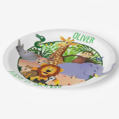 アニマルワイルドワンジャングルの緑のサファリ子供へ ペーパープレート (アングル)