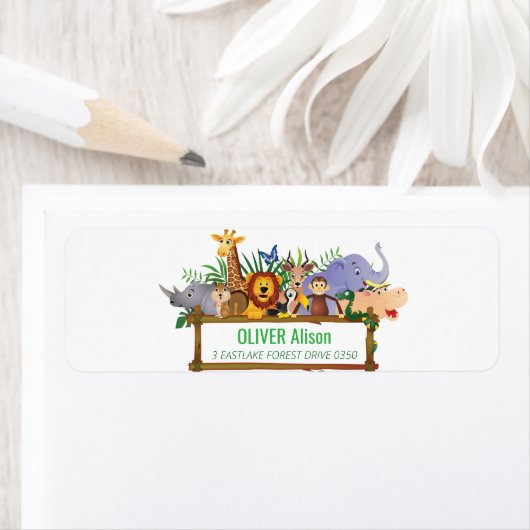 アニマルワイルドワンジャングルの緑のサファリ子供へ ラベル (インサイチュ)