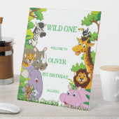 アニマルワイルドワンジャングルの緑のサファリ子供へ 台座サイン (インサイチュ)