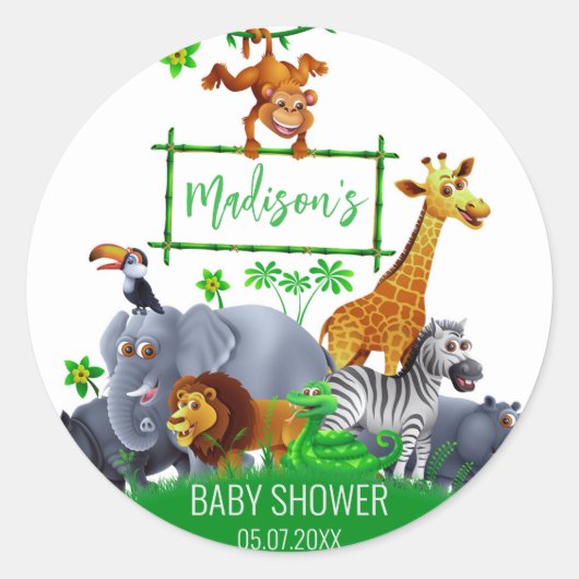 アニマルワイルドワンジャングルグリーンリーブサファリ冬 ラウンドシール (正面)