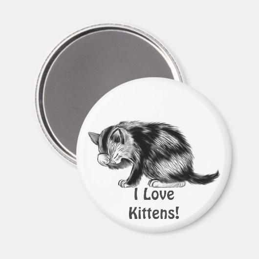 アニマル好きのアートマグネットで子猫タビーキャットが大好き マグネット (正面/裏面)