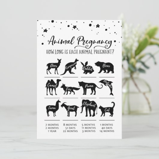 アニマル妊娠と回答ベビーシャワーカード 招待状 (スタンド正面)