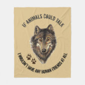 アニマル感動的フレンズウルフおもしろい引用文 フリースブランケット (正面)