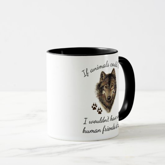 アニマル感動的フレンズウルフおもしろい引用文 マグカップ (正面右)