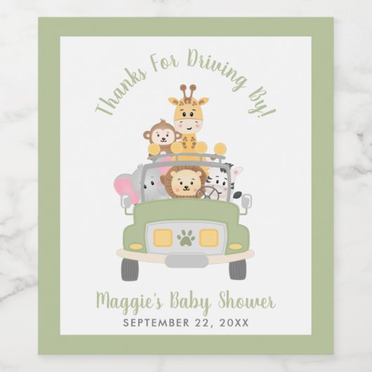 アニマル感謝していサファリのベビーシャワーで運転する ワインラベル (シングルラベル)