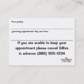 アニマル・ケアの専門家 予約カード (裏面)