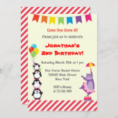 アニマル·サーカスの子ども誕生日パーティーの招待 招待状 (正面/裏面)