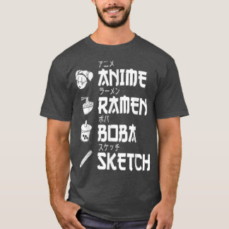 アニムラーメンボバ日本のスケッチング食の恋人マン Tシャツ
