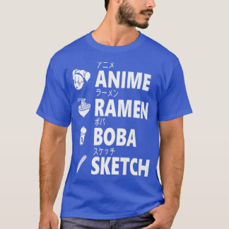 アニムラーメンボバ日本のスケッチング食の恋人マン Tシャツ