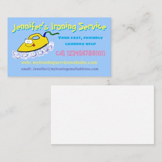 アニメおもしろいのアイロン掛けランドリーサービス 名刺 (正面/裏面)