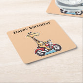 アニメおもしろいのキリンがバイクに乗っていた。 スクエアペーパーコースター (アングル)