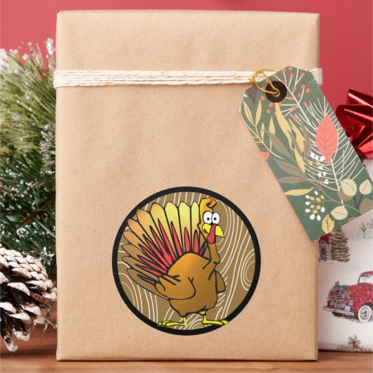 アニメおもしろいの感謝祭トルコ ラウンドシール (クリスマス)