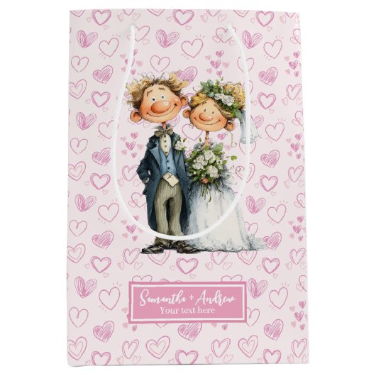 アニメおもしろいの新郎新婦抱き枕 ミディアムペーパーバッグ (正面)