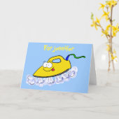 アニメおもしろいの鉄製ランドリーイラストレーション カード (黄色い花)