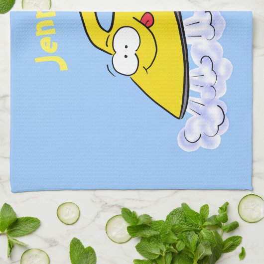 アニメおもしろいの鉄製ランドリーイラストレーション キッチンタオル (折り畳み)