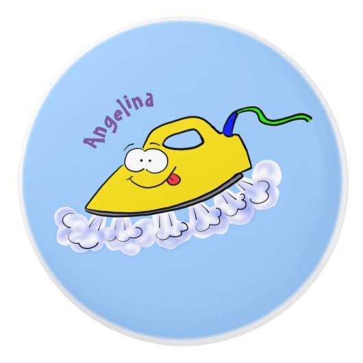 アニメおもしろいの鉄製ランドリーイラストレーション セラミックノブ (正面)