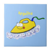 アニメおもしろいの鉄製ランドリーイラストレーション タイル (正面)