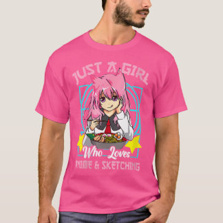 アニメおもしろいやスケッチが大好きな女の子 Tシャツ