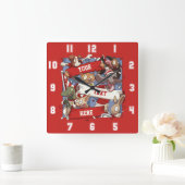 アニメおもしろいを振る動物スポーツファンスカーフ スクエア壁時計 (ホーム)