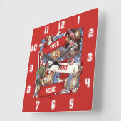 アニメおもしろいを振る動物スポーツファンスカーフ スクエア壁時計 (傾斜)