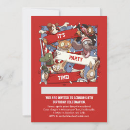 アニメおもしろいを振る動物スポーツファンスカーフ 招待状