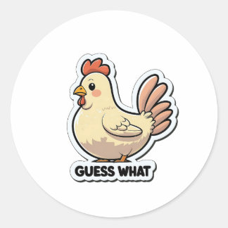 アニメおもしろいチキン「Guess What」ステッカー ラウンドシール