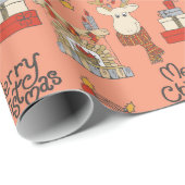 アニメおもしろいトナカイプレゼントクリスマスパターン ラッピングペーパー (ロールコーナー)