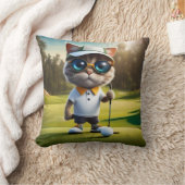 アニメおもしろいート猫ゴルフプレーヤー、 クッション (ブランケット)