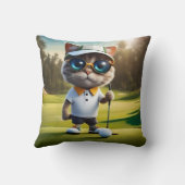 アニメおもしろいート猫ゴルフプレーヤー、 クッション (裏面)