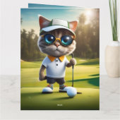 アニメおもしろいート猫ゴルフプレーヤー、誕生日カード カード (裏面)