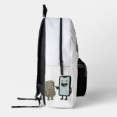 アニメおもしろいー_新頭が切れる電話vs旧電話 プリントバックパック (左)