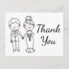 アニメお洒落の新郎新婦の結婚ありがとう ポストカード