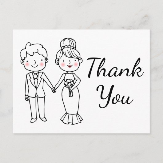 アニメお洒落の新郎新婦の結婚ありがとう ポストカード (正面)