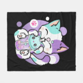 アニメかわいいキャットボバブルティーネコボバティーキャット フリースブランケット (正面(横))