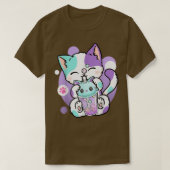 アニメかわいいキャットボバブルティーネコボバティーキャット Tシャツ (デザイン正面)