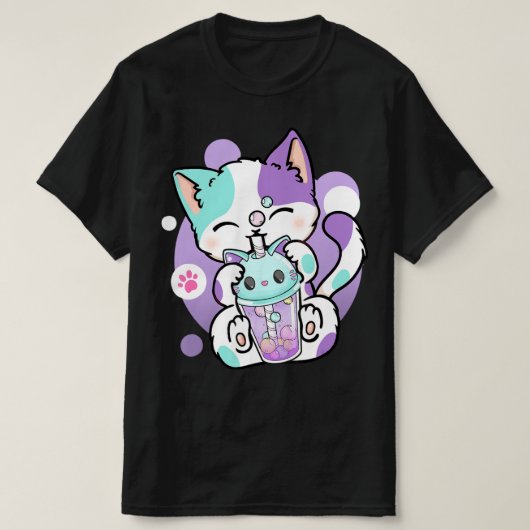アニメかわいいキャットボバブルティーネコボバティーキャット Tシャツ (デザイン正面)