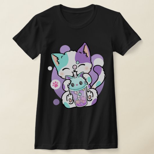 アニメかわいいキャットボバブルティーネコボバティーキャット Tシャツ (レイダウン)
