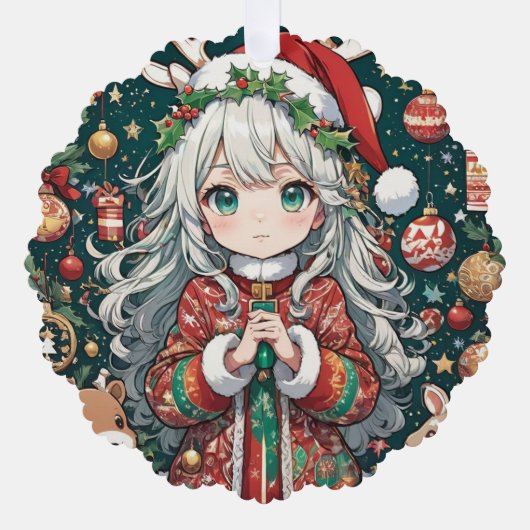 アニメかわいいクリスマス オーナメントカード (正面)