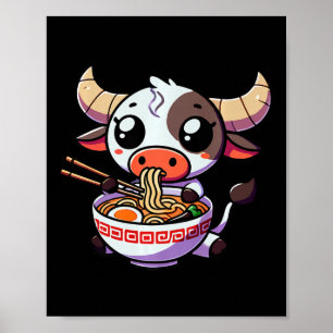 アニメかわいいテキサス州食べ牛ラーメンの着ぐるみ麺 ポスター