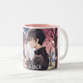 アニメかわいいパーソナライズされたカップル ツートーンマグカップ (正面右)