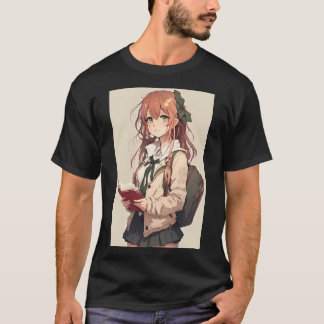 アニメかわいい女の子セクシーな服を着た学生 Tシャツ