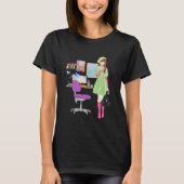 アニメかわいい女の子モダン、シックな黒人女性 Tシャツ (正面)