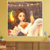 アニメかわいい女の子inヴィンテージスタイルキャンバス印刷 キャンバスプリント (インサイチュ (リビング))