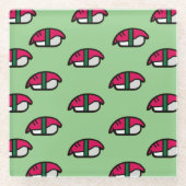 アニメかわいい寿司、フィッシュライス&ワカメ ガラスコースター (正面)